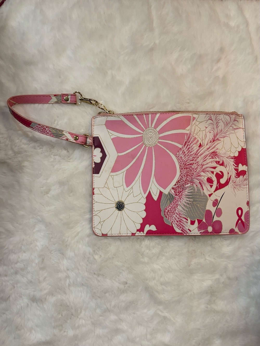 Pink Floral Wristlet Clutch